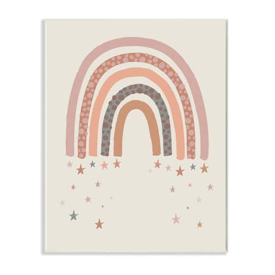 Stupell Industries Desert Rainbow Falling Stars Beige Pink Wall Plaque